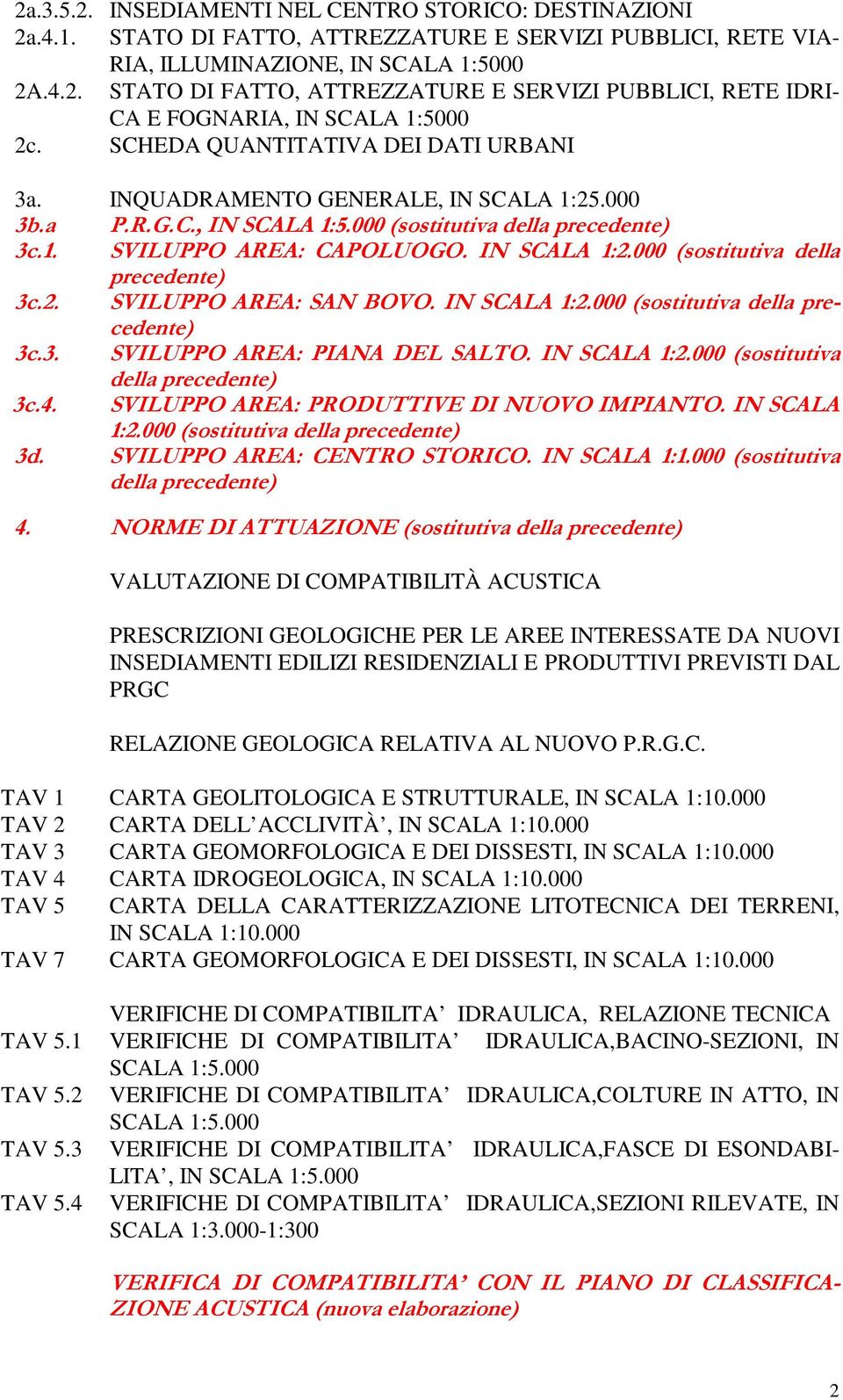 IN SCALA 1:2.000 (sostitutiva della precedente) 3c.3. SVILUPPO AREA: PIANA DEL SALTO. IN SCALA 1:2.000 (sostitutiva della precedente) 3c.4. SVILUPPO AREA: PRODUTTIVE DI NUOVO IMPIANTO. IN SCALA 1:2.000 (sostitutiva della precedente) 3d.