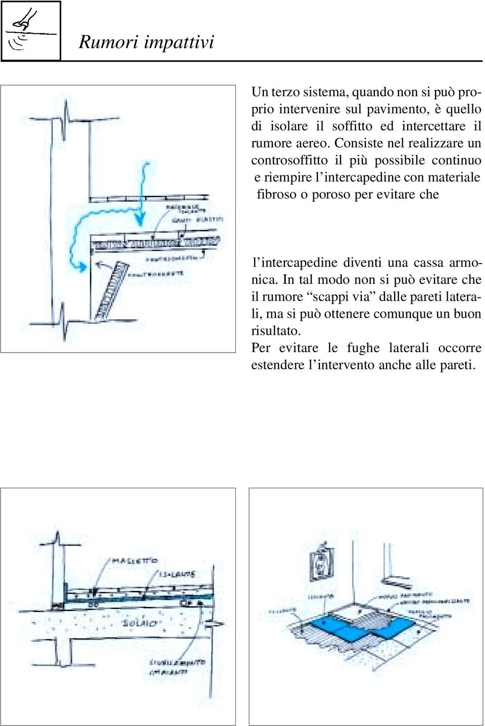 Consiste nel realizzare un controsoffitto il più possibile continuo e riempire l intercapedine con materiale fibroso o poroso per