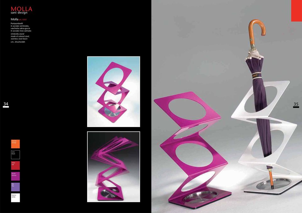 acciaio inox satinato Umbrella-stand made of colored steel,