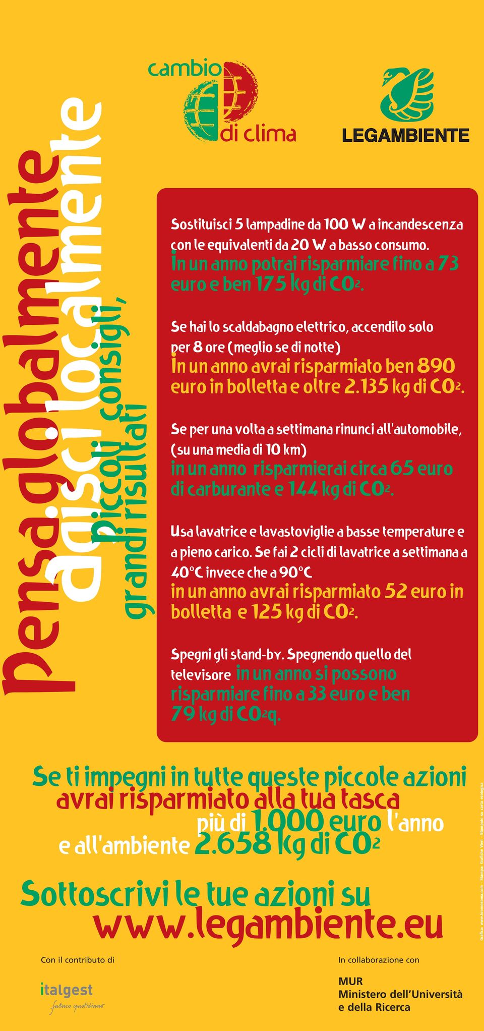 Se hai lo scaldabagno elettrico, accendilo solo per 8 ore (meglio se di notte) In un anno avrai risparmiato ben 890 euro in bolletta e oltre 2.135 kg di CO 2.