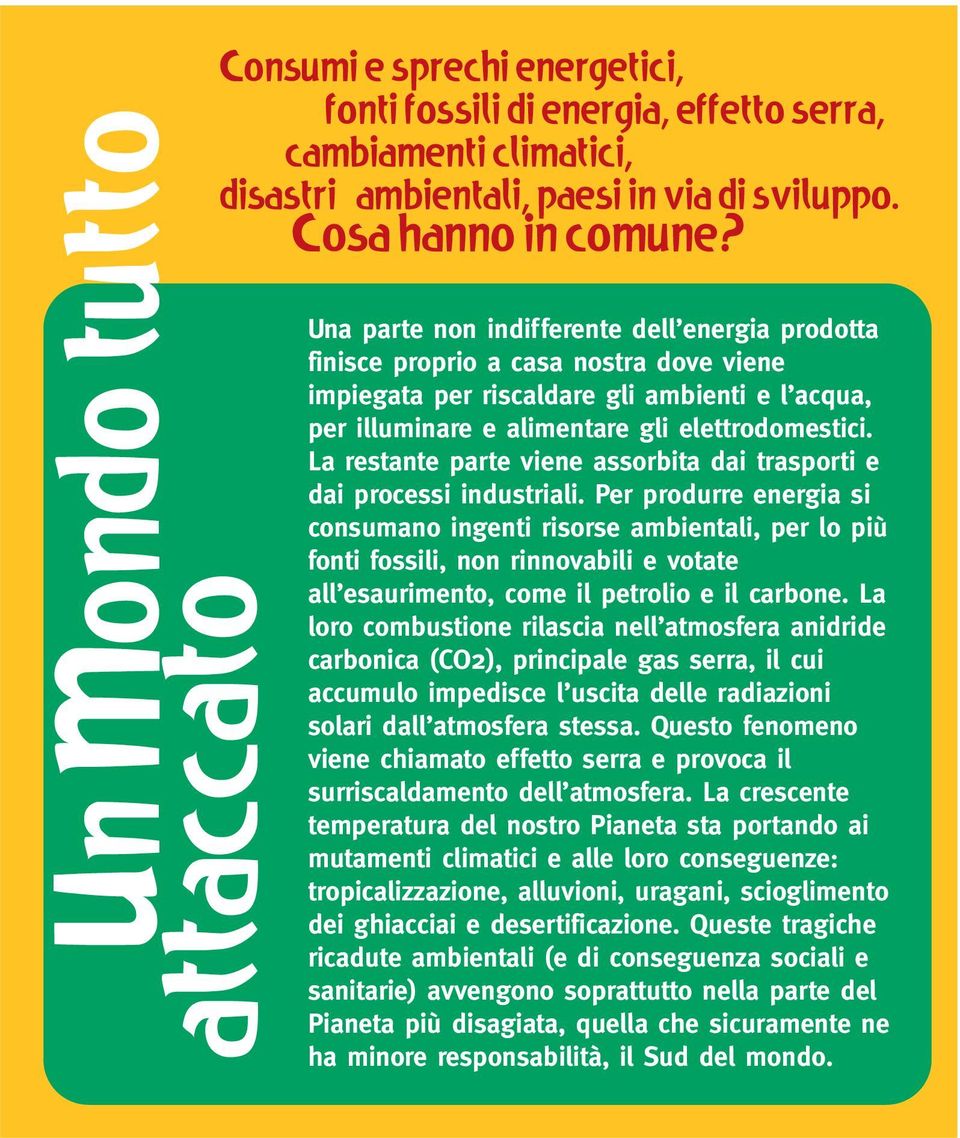 La restante parte viene assorbita dai trasporti e dai processi industriali.