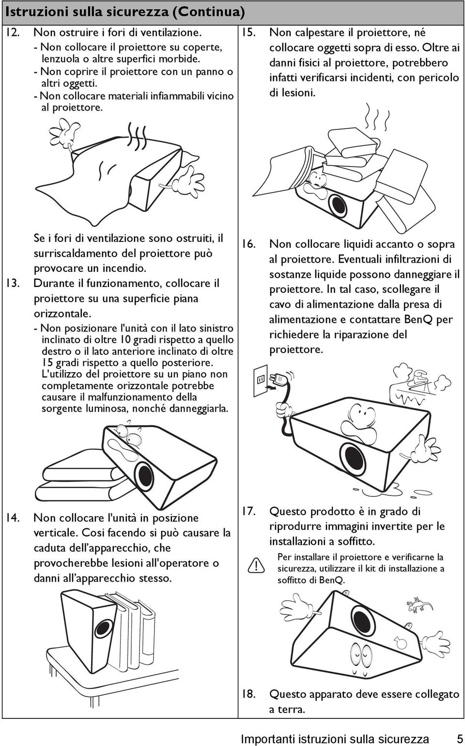 Oltre ai danni fisici al proiettore, potrebbero infatti verificarsi incidenti, con pericolo di lesioni.