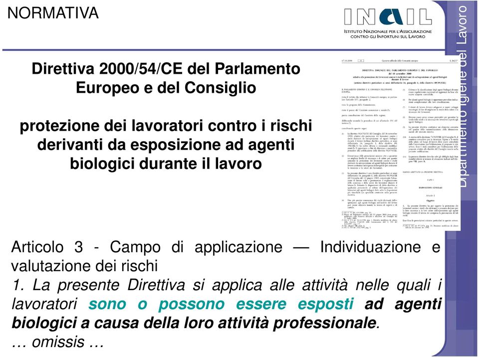 di applicazione Individuazione e valutazione dei rischi 1.