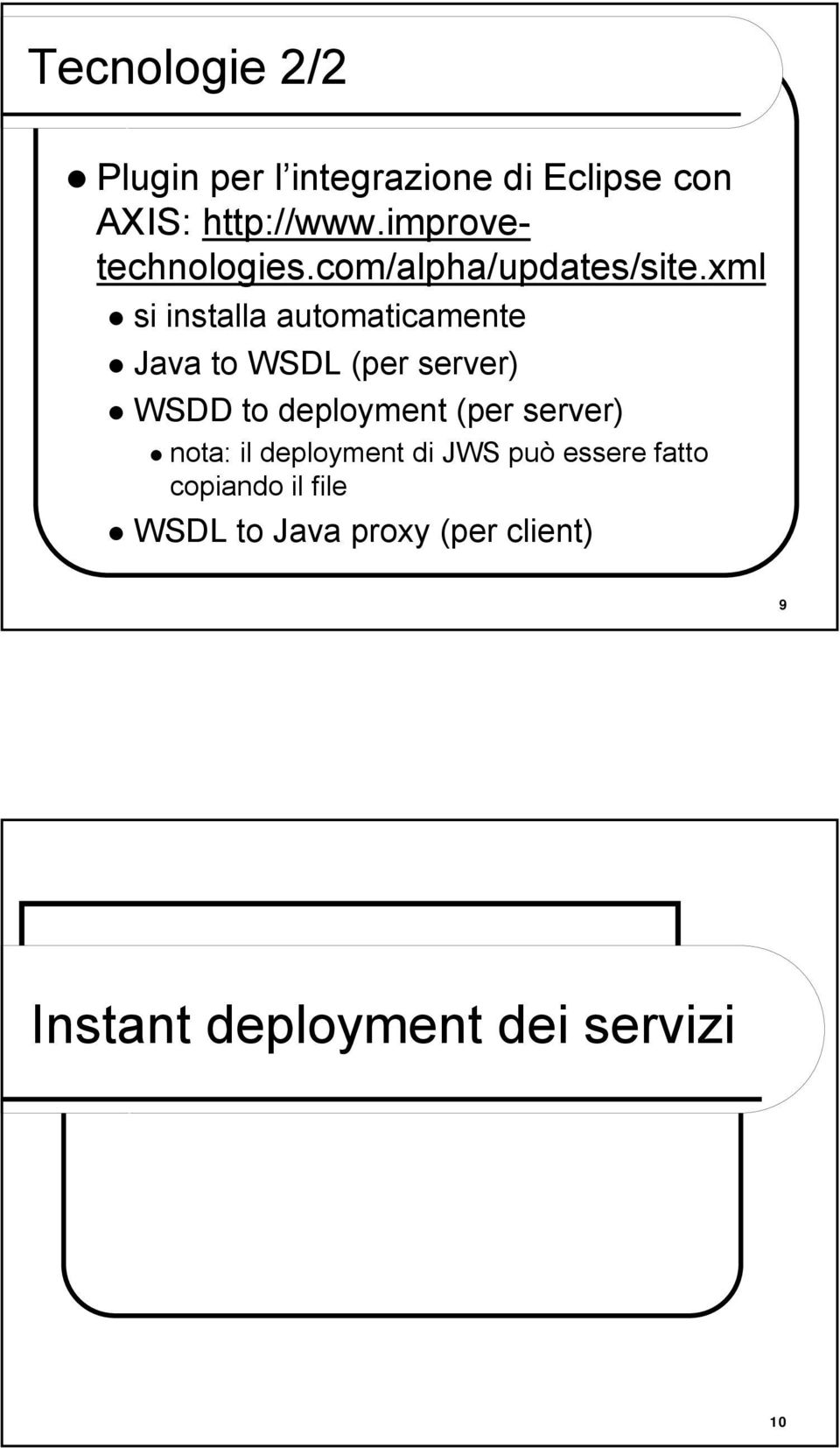 xml si installa automaticamente Java to WSDL (per server) WSDD to deployment (per