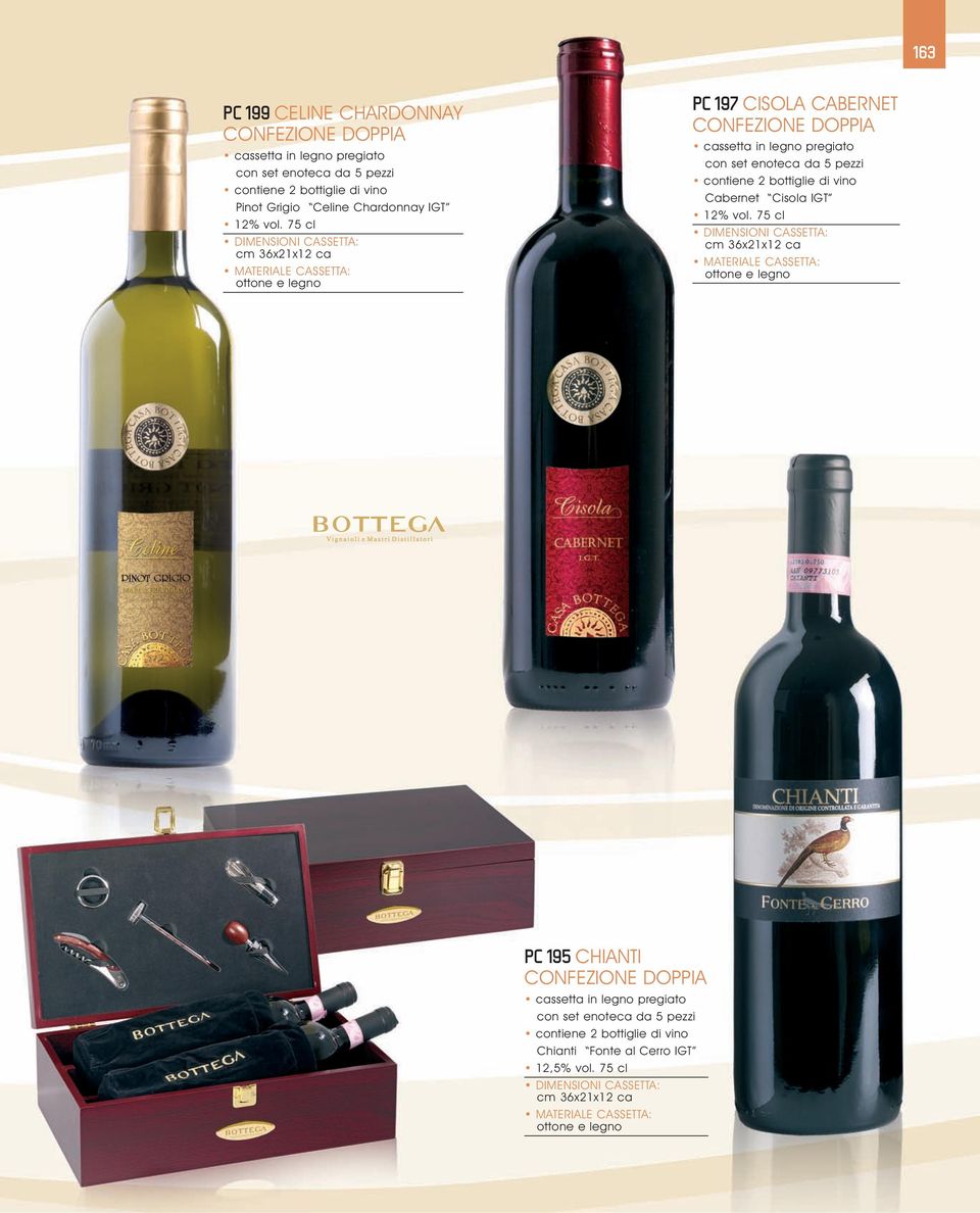 contiene 2 bottiglie di vino Cabernet Cisola IGT 12% vol.