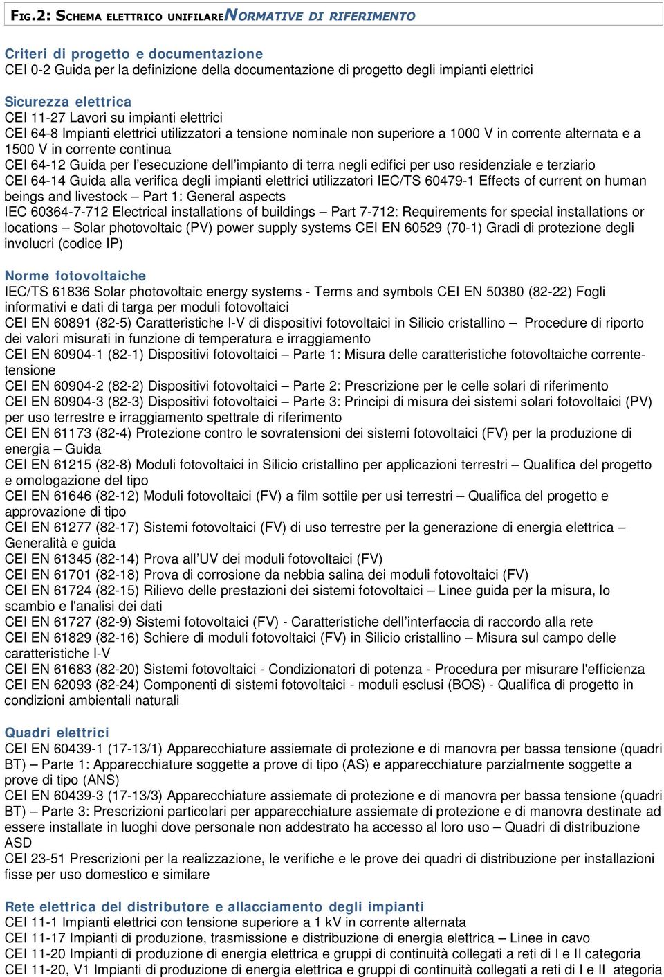 Guida per l esecuzione dell impianto di terra negli edifici per uso residenziale e terziario CEI 64-14 Guida alla verifica degli impianti elettrici utilizzatori IEC/TS 60479-1 Effects of current on