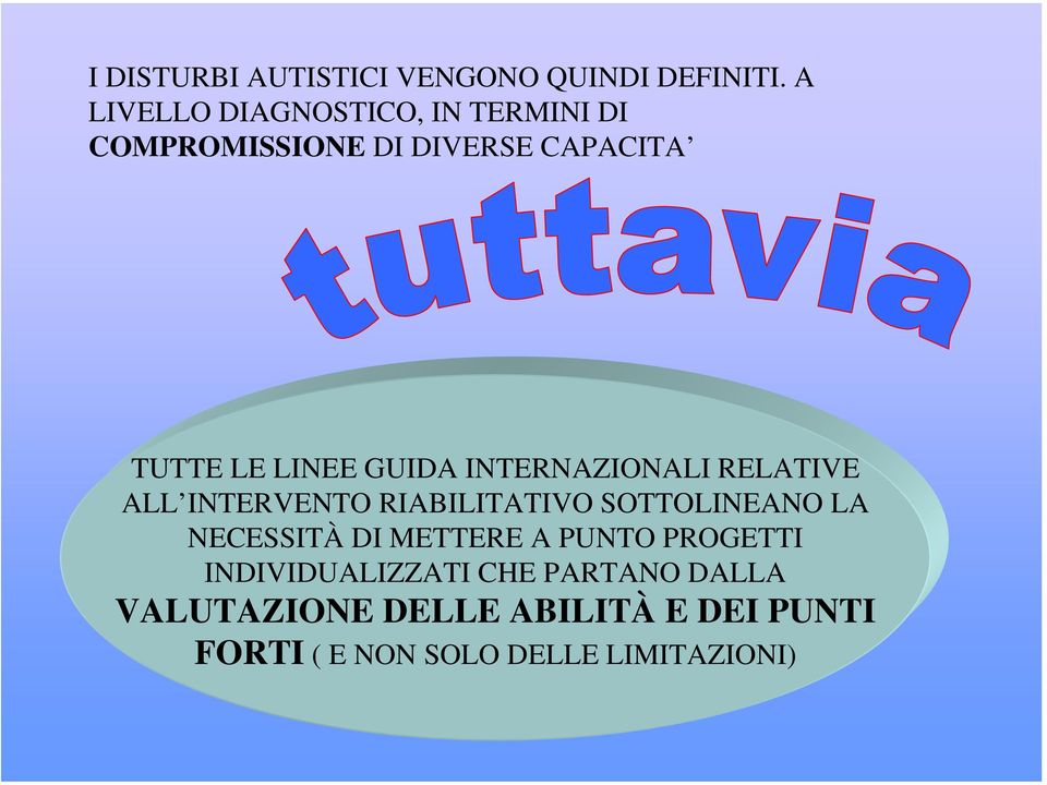 GUIDA INTERNAZIONALI RELATIVE ALL INTERVENTO RIABILITATIVO SOTTOLINEANO LA NECESSITÀ DI