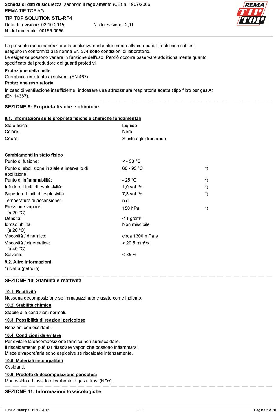 Protezione della pelle Grembiule resistente ai solventi (EN 467).