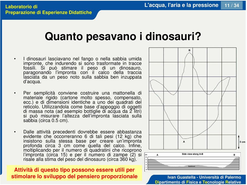 Per semplicità conviene costruire una mattonella di materiale rigido (cartone molto spesso, compensato, ecc.) e di dimensioni identiche a uno dei quadrati del reticolo.