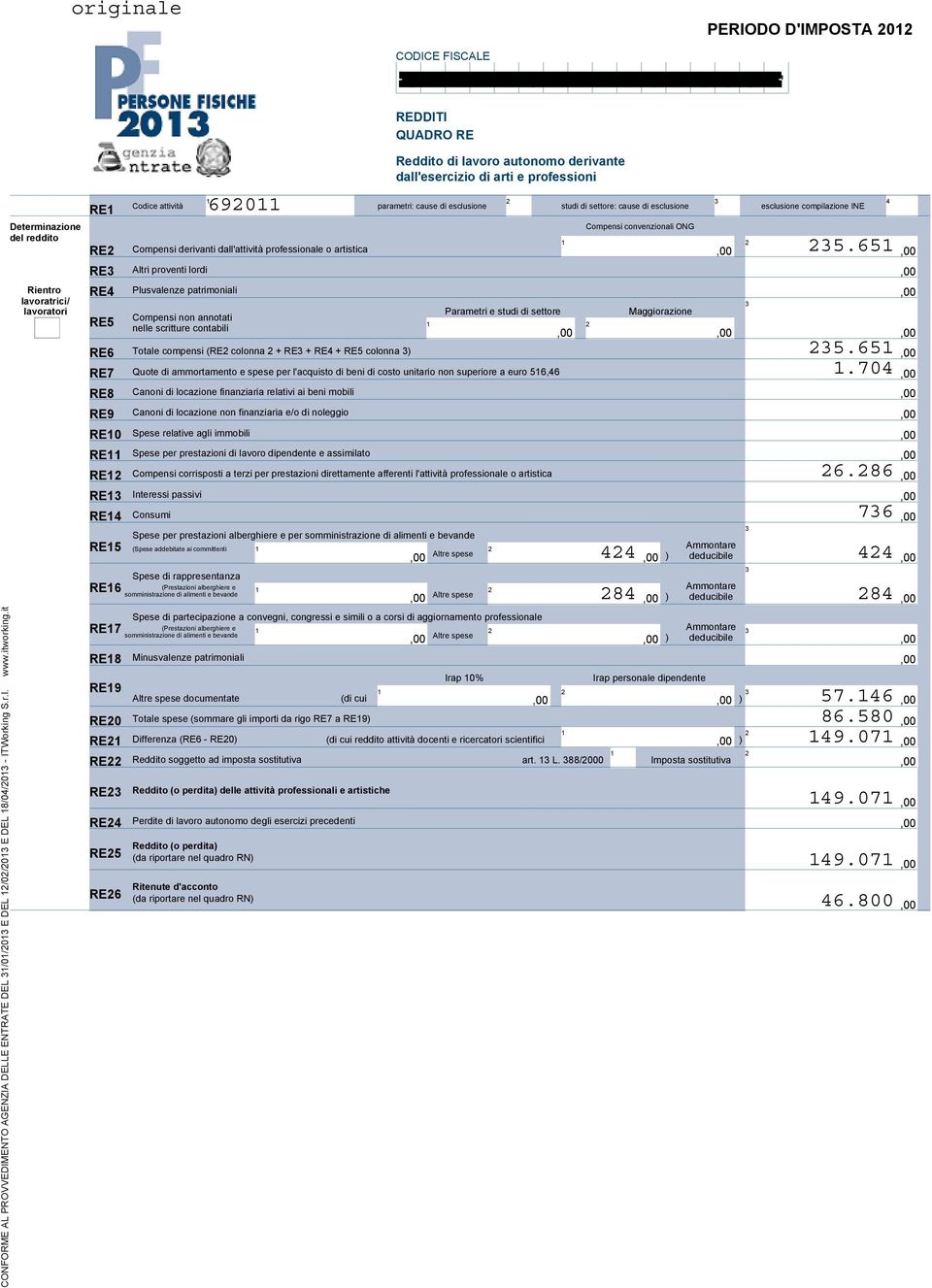 studi di settore: cause di esclusione Compensi convenzionali ONG RE Compensi derivanti dall'attività professionale o artistica RE Altri proventi lordi RE Plusvalenze patrimoniali Parametri e studi di