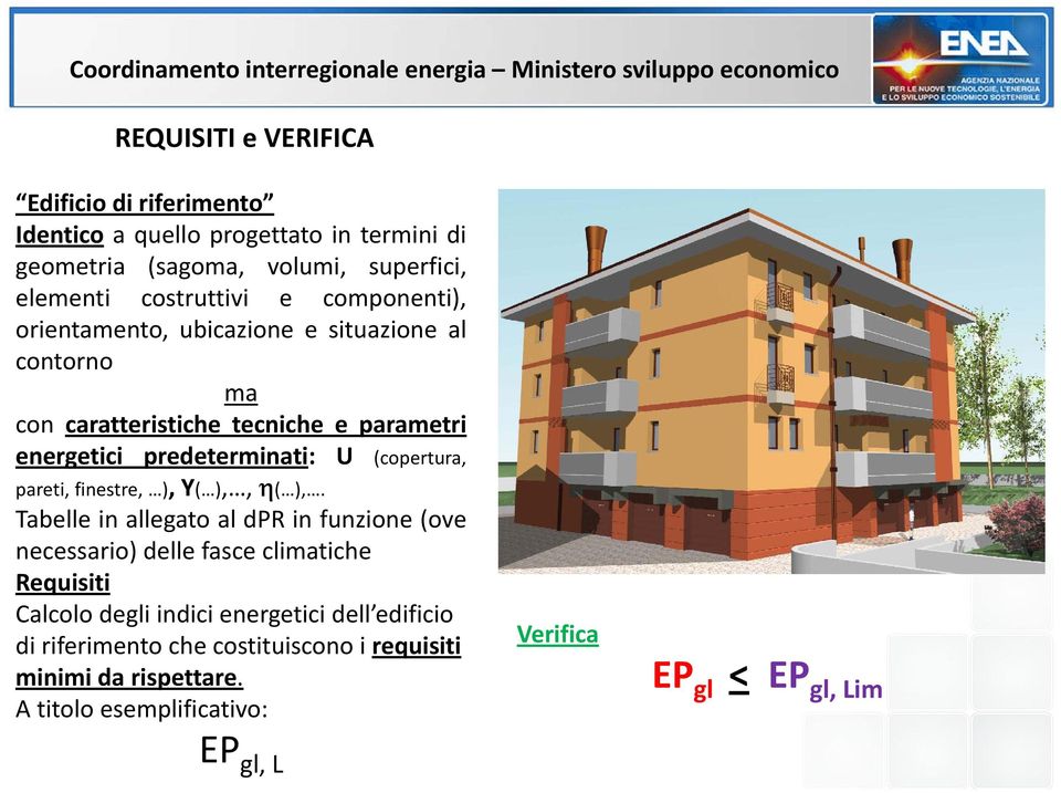 energetici predeterminati: U (copertura, pareti, finestre, ),Y( ),, ( ),.