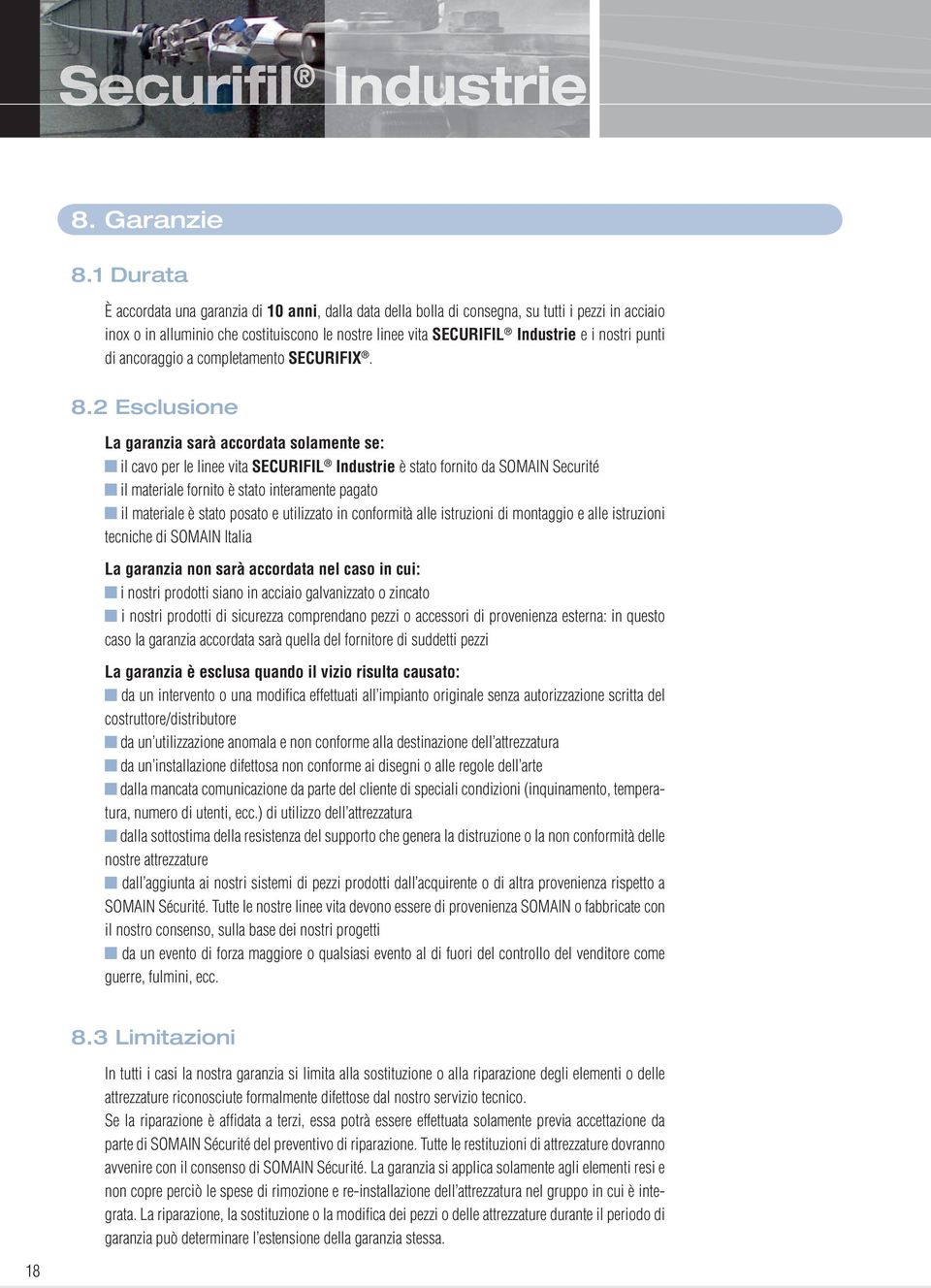 punti di ancoraggio a completamento SECURIFIX. 8.