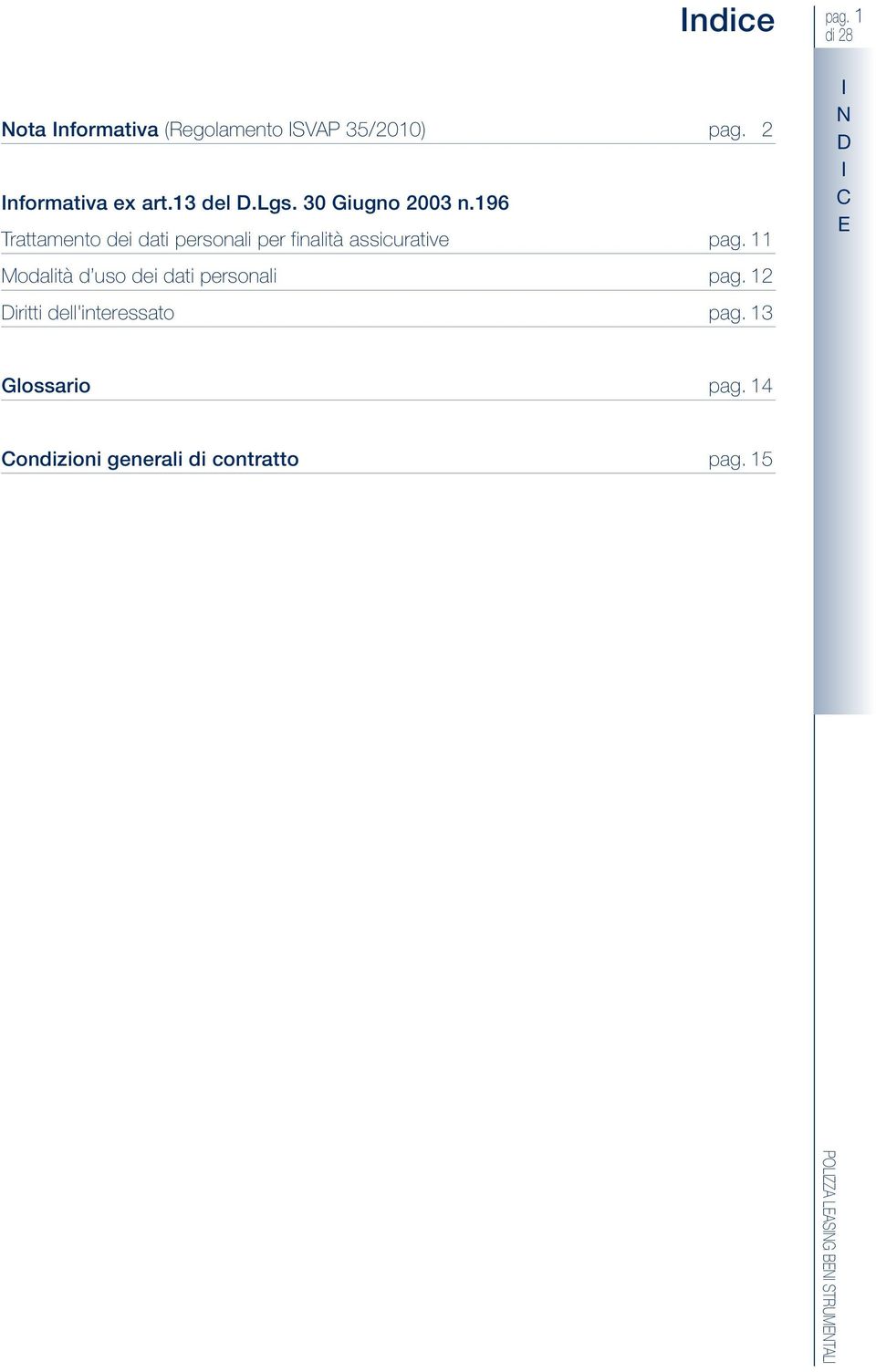 196 rattamento dei dati personali per finalità assicurative pag.