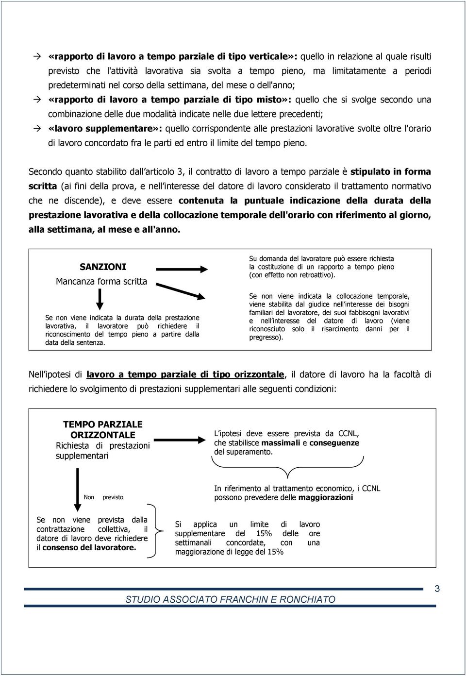 precedenti; «lavoro supplementare»: quello corrispondente alle prestazioni lavorative svolte oltre l'orario di lavoro concordato fra le parti ed entro il limite del tempo pieno.