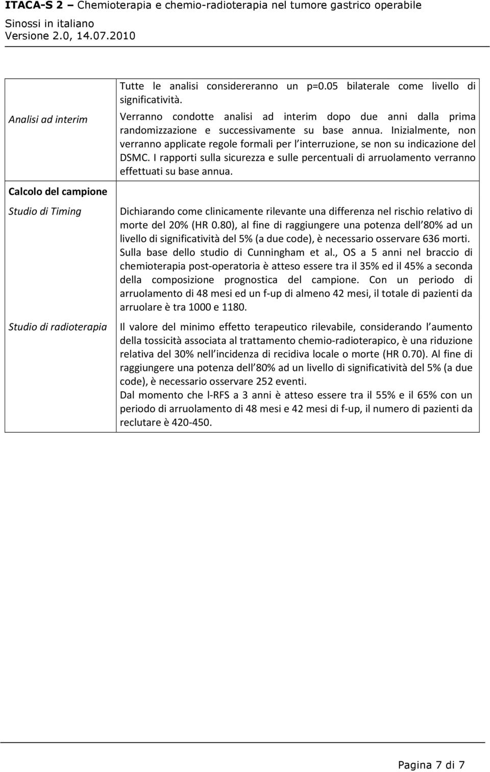 Inizialmente, non verranno applicate regole formali per l interruzione, se non su indicazione del DSMC.