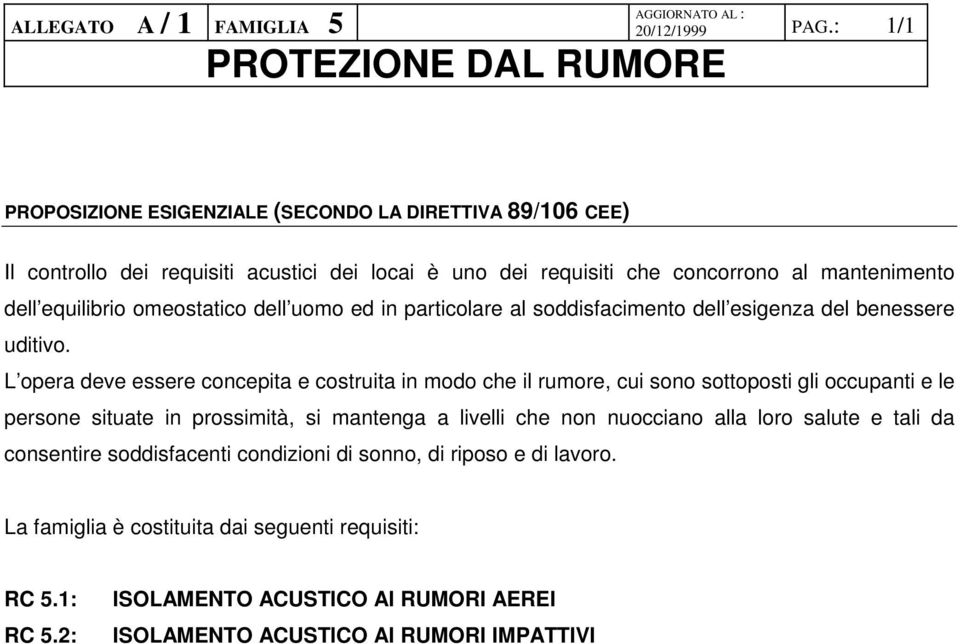 dell uomo ed in particolare al soddisfacimento dell esigenza del benessere uditivo.