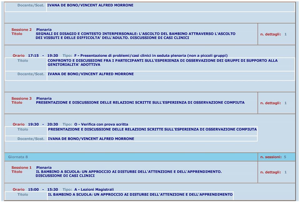 OSSERVAZIONE DEI GRUPPI DI SUPPORTO ALLA GENITORIALITA' ADOTTIVA Sessione 3 PRESENTAZIONE E DISCUSSIONE DELLE RELAZIONI SCRITTE SULL'ESPERIENZA DI OSSERVAZIONE COMPIUTA Orario 19:30-20:30 Tipo: O -