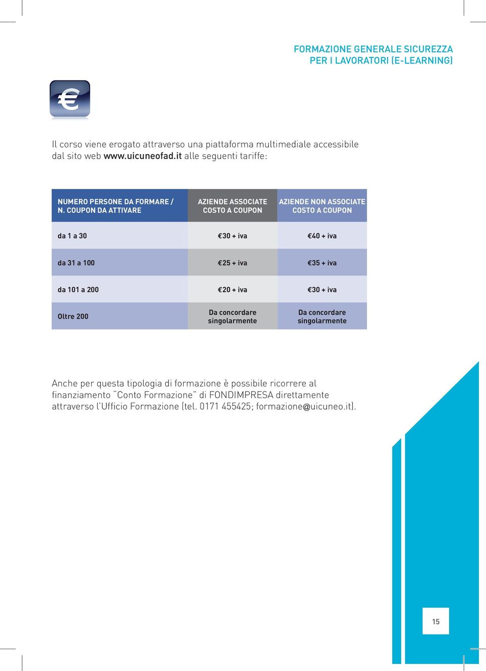 coupon da attivare Aziende associate costo a coupon Aziende non associate costo a coupon da 1 a 30 o30 + iva o40 + iva da 31 a 100 o25 + iva o35 + iva da 101 a 200 o20