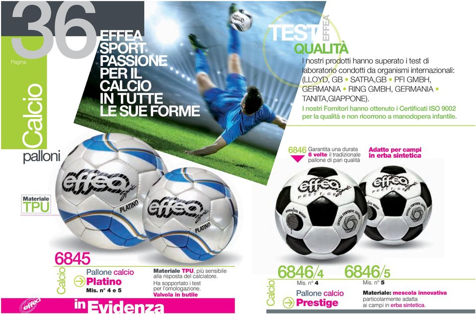 Garantita una durata 6 volte il tradizionale pallone di pari qualità Adatto per campi in erba sintetica Materiale TPU 6845 Pallone calcio Platino Mis.