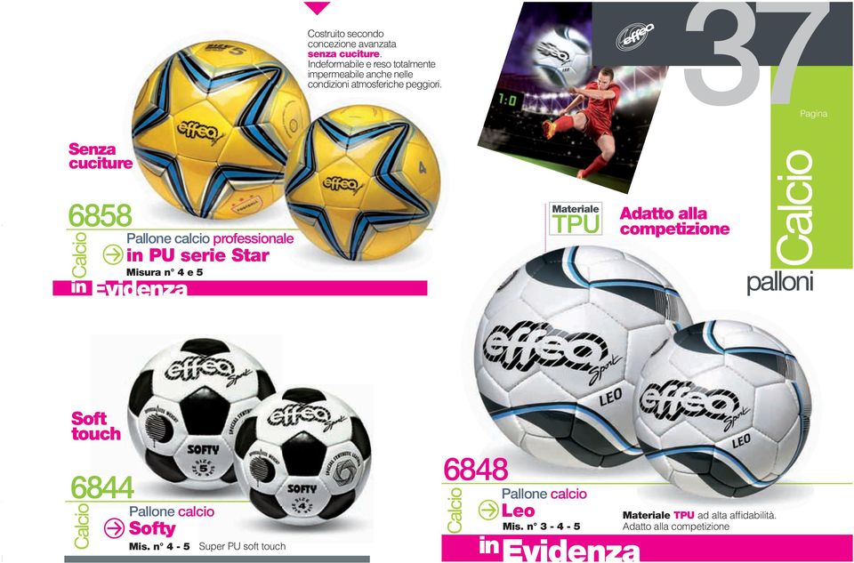 37 Senza cuciture 6858 Pallone calcio professionale in PU serie Star Misura n 4 e 5 Materiale TPU Adatto alla