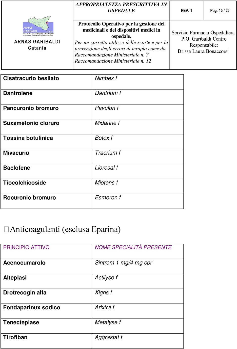 Tiocolchicoside Rocuronio bromuro Nimbex f Dantrium f Pavulon f Midarine f Botox f Tracrium f Lioresal f Miotens f Esmeron f