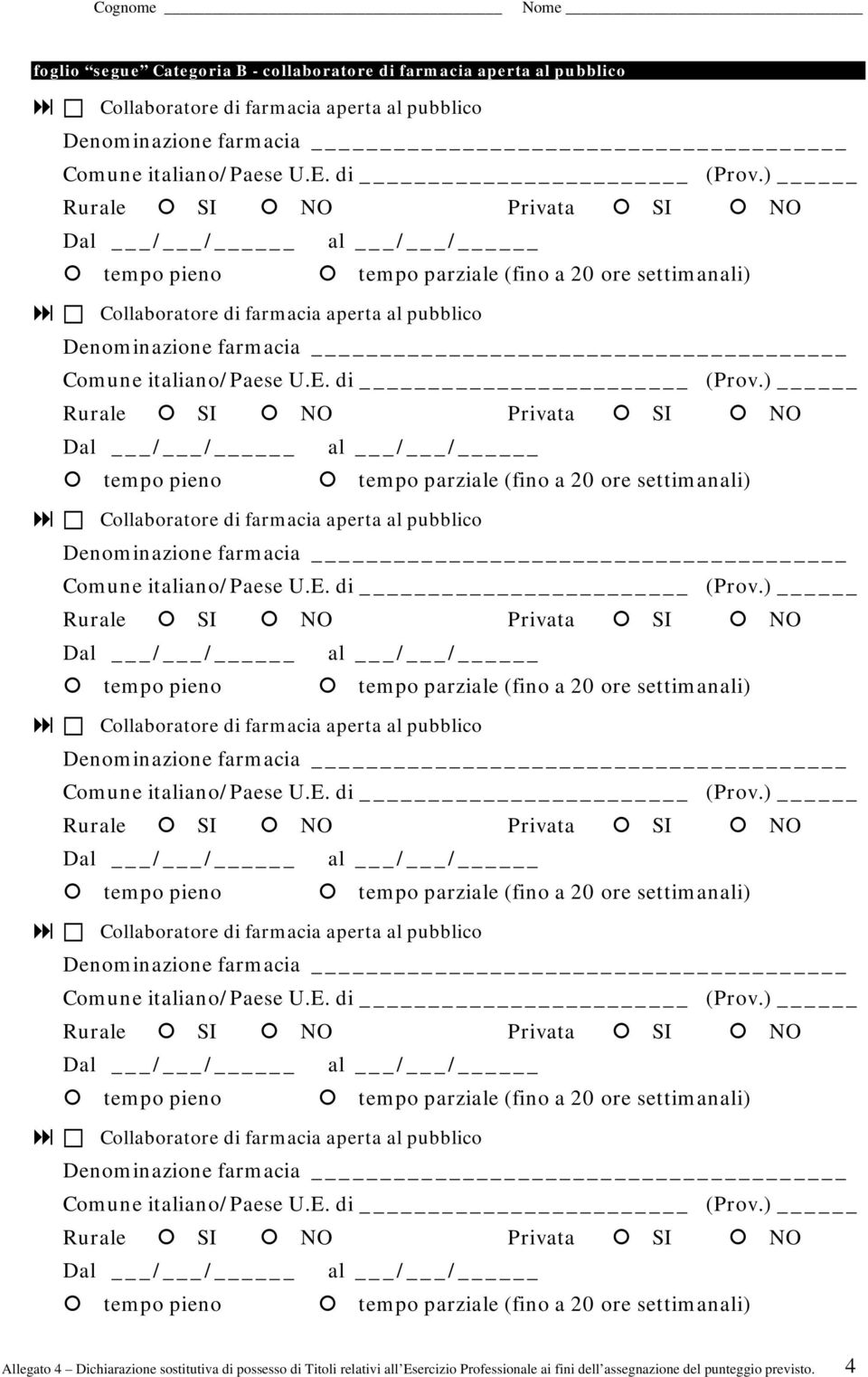 sostitutiva di possesso di Titoli relativi all