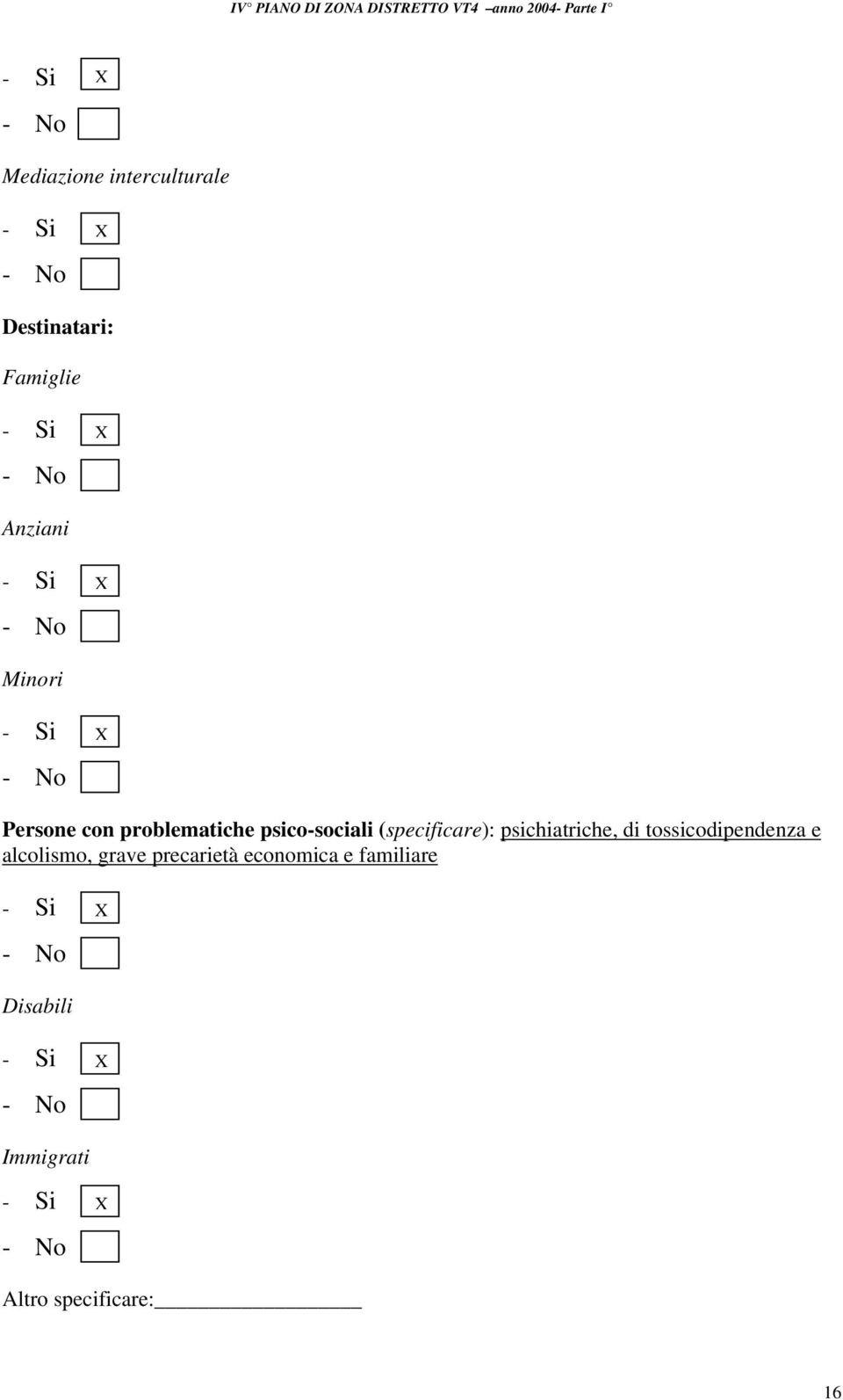 problematiche psico-sociali (specificare): psichiatriche, di