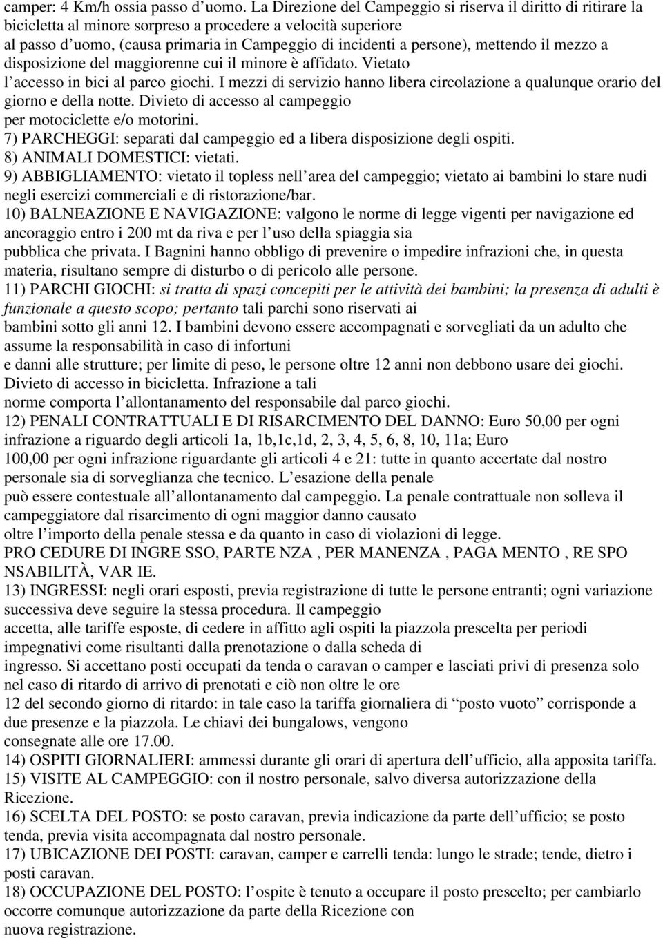 mettendo il mezzo a disposizione del maggiorenne cui il minore è affidato. Vietato l accesso in bici al parco giochi.