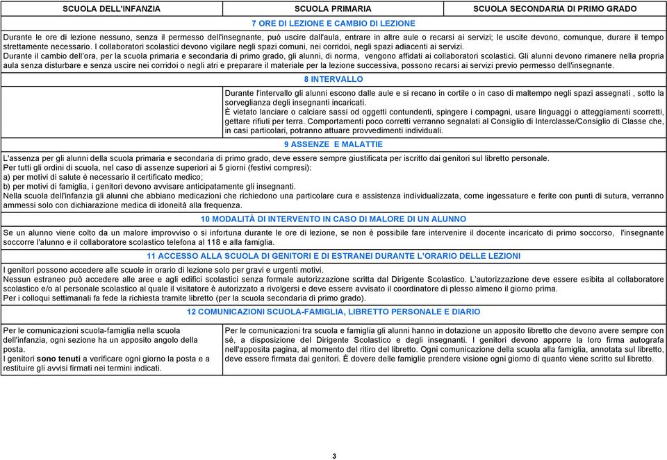 Durante il cambio dell ora, per la scuola primaria e secondaria di primo grado, gli alunni, di norma, vengono affidati ai collaboratori scolastici.