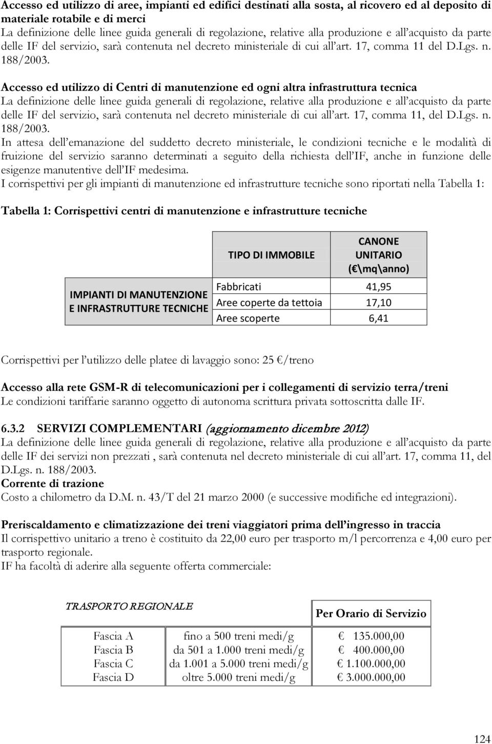 Accesso ed utilizzo di Centri di manutenzione ed ogni altra infrastruttura tecnica delle IF del servizio, sarà contenuta ne