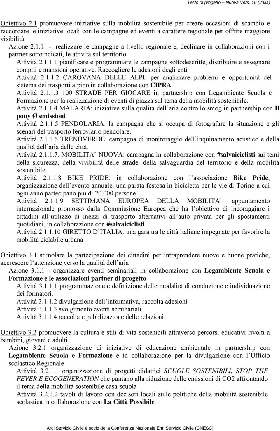 Azione 2.1.1 - realizzare le campagne a livello regionale e, declinare in collaborazioni con i partner sottoindicati, le attività sul territorio Attività 2.1.1.1 pianificare e programmare le campagne sottodescritte, distribuire e assegnare compiti e mansioni operative.