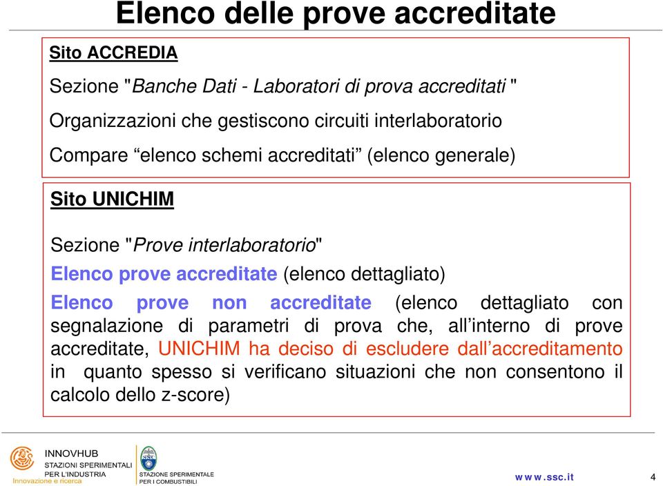 (elenco dettagliato) Elenco prove non accreditate (elenco dettagliato con segnalazione di parametri di prova che, all interno di prove