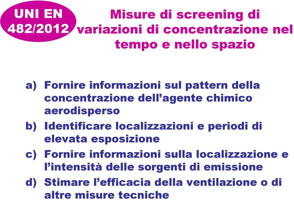 Identificare localizzazioni e periodi di elevata esposizione c) Fornire informazioni sulla