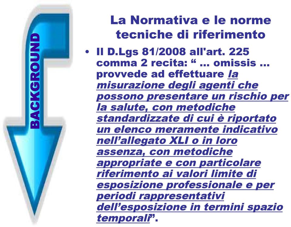 standardizzate di cui è riportato un elenco meramente indicativo nell allegato XLI o in loro assenza, con metodiche appropriate