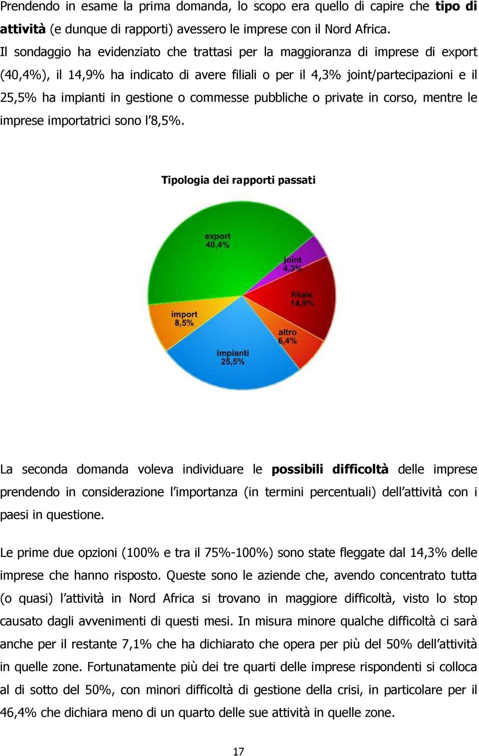 commesse pubbliche o private in corso, mentre le imprese importatrici sono l 8,5%.