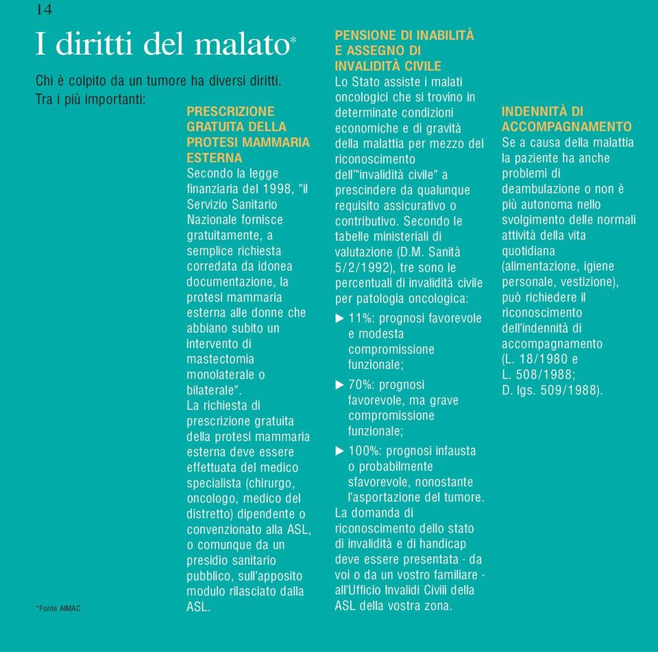 corredata da idonea documentazione, la protesi mammaria esterna alle donne che abbiano subito un intervento di mastectomia monolaterale o bilaterale.