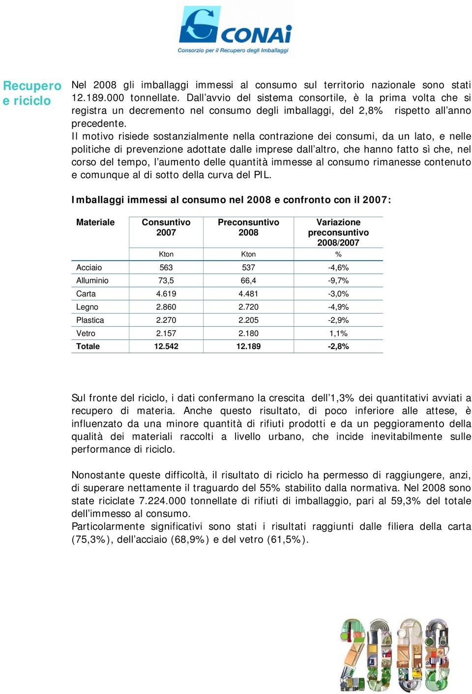 Il motivo risiede sostanzialmente nella contrazione dei consumi, da un lato, e nelle politiche di prevenzione adottate dalle imprese dall altro, che hanno fatto sì che, nel corso del tempo, l aumento