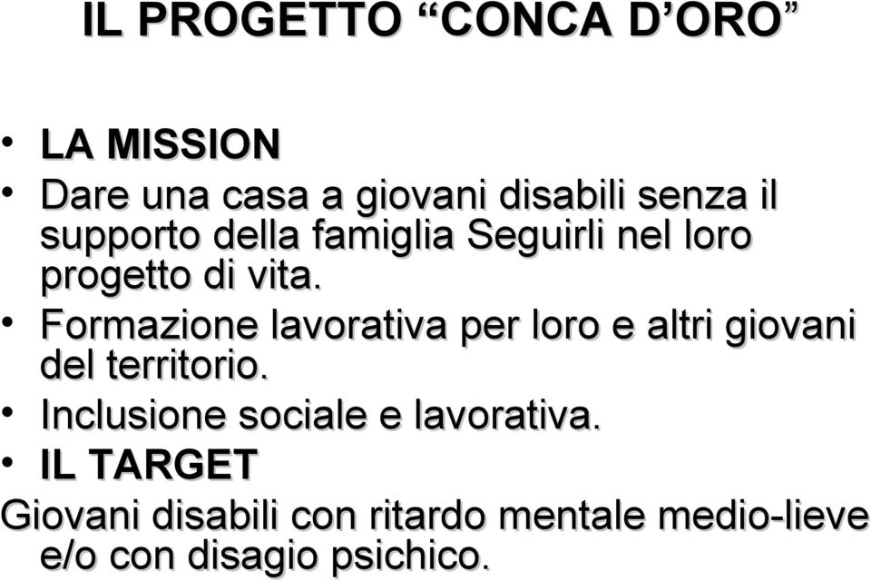 Formazione lavorativa per loro e altri giovani del territorio.