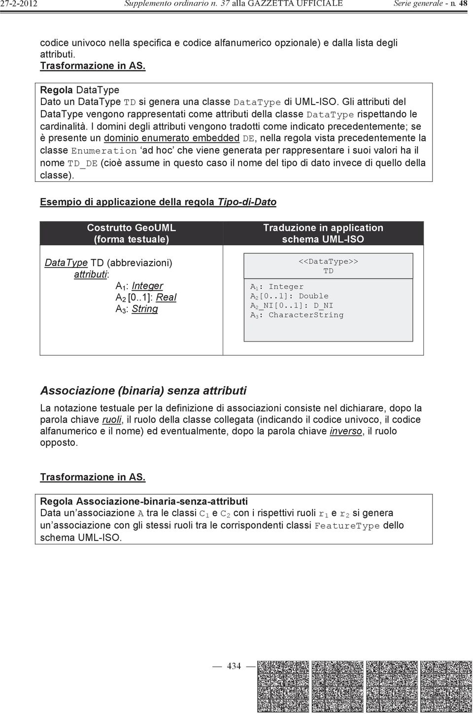 I domini degli attributi vengono tradotti come indicato precedentemente; se è presente un dominio enumerato embedded DE, nella regola vista precedentemente la classe Enumeration ad hoc che viene