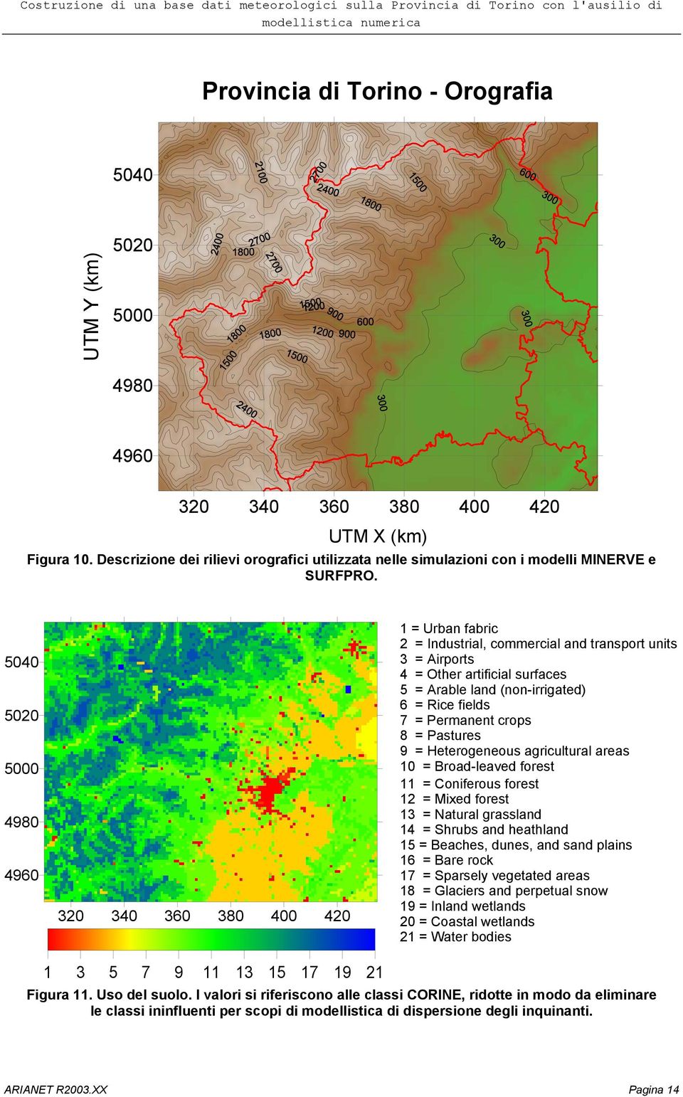 5040 5020 5000 4980 4960 320 340 360 380 400 420 1 = Urban fabric 2 = Industrial, commercial and transport units 3 = Airports 4 = Other artificial surfaces 5 = Arable land (non-irrigated) 6 = Rice