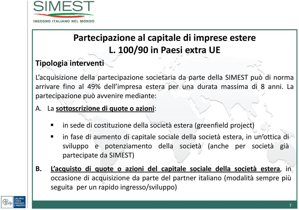 La partecipazione può avvenire mediante: A.