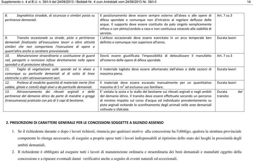 provvisionale. 10. Manutenzione straordinaria o sostituzione di guard rail, parapetti o recinzioni infisse direttamente nelle opere spondali o di protezione idraulica. 11.