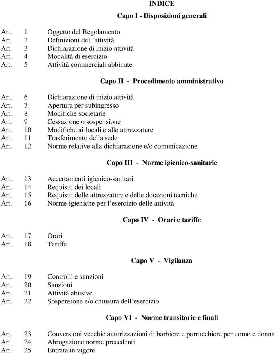 8 Modifiche societarie Art. 9 Cessazione o sospensione Art. 10 Modifiche ai locali e alle attrezzature Art. 11 Trasferimento della sede Art.