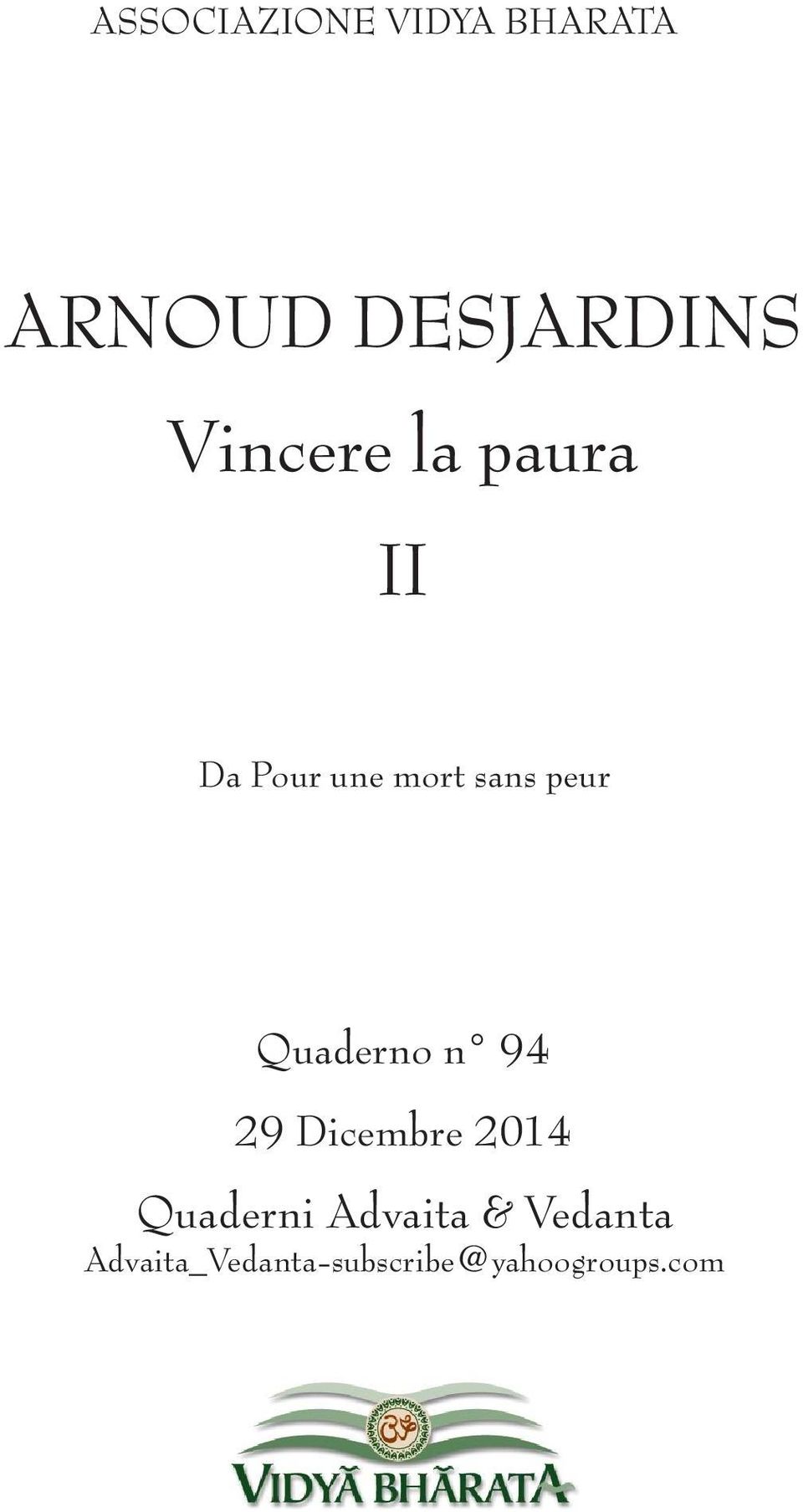 Pour une mort sans peur Quaderno n 94 29 Dicembre 2014