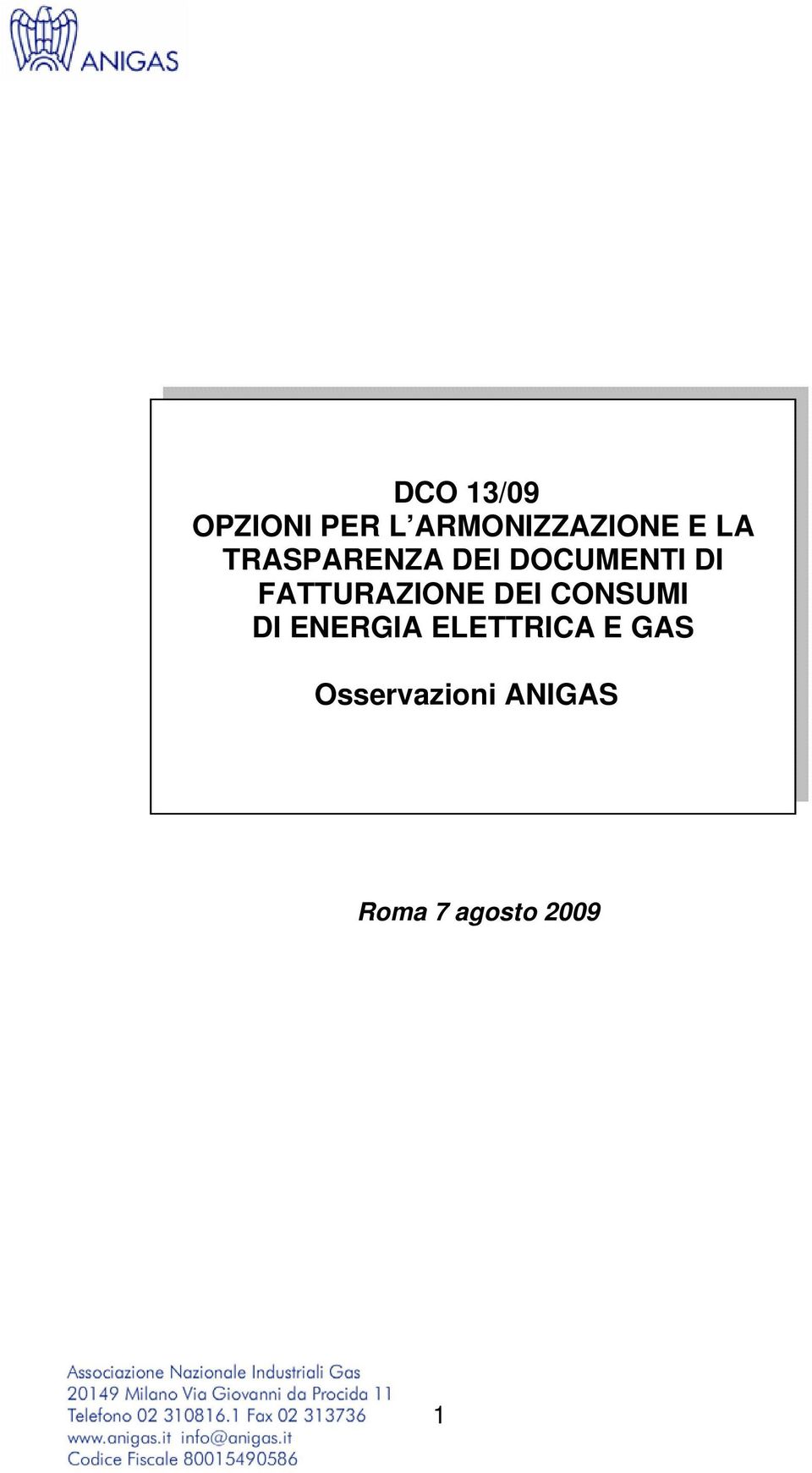 FATTURAZIONE DEI CONSUMI DI ENERGIA