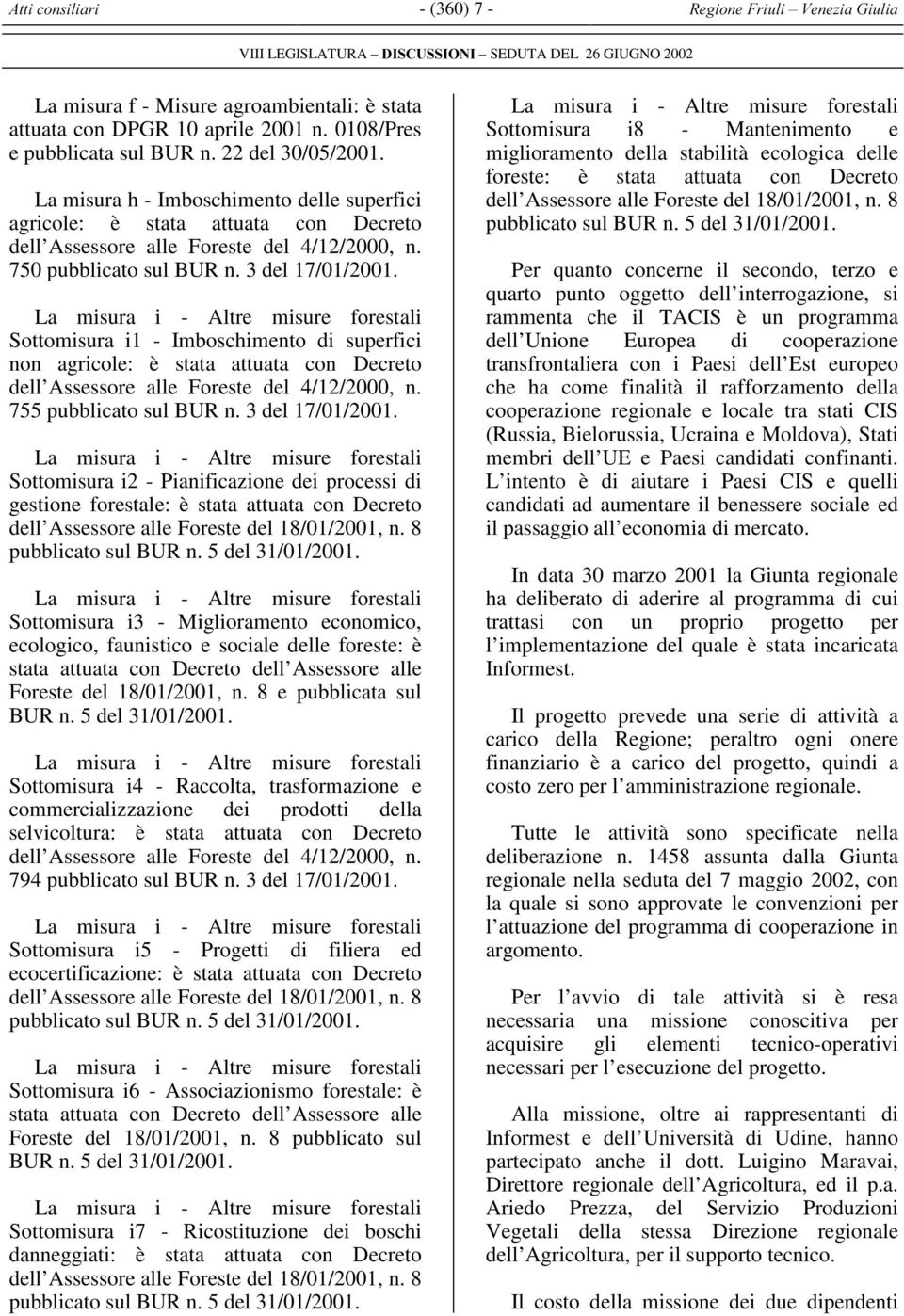 750 pubblicato sul BUR n. 3 del 17/01/2001.