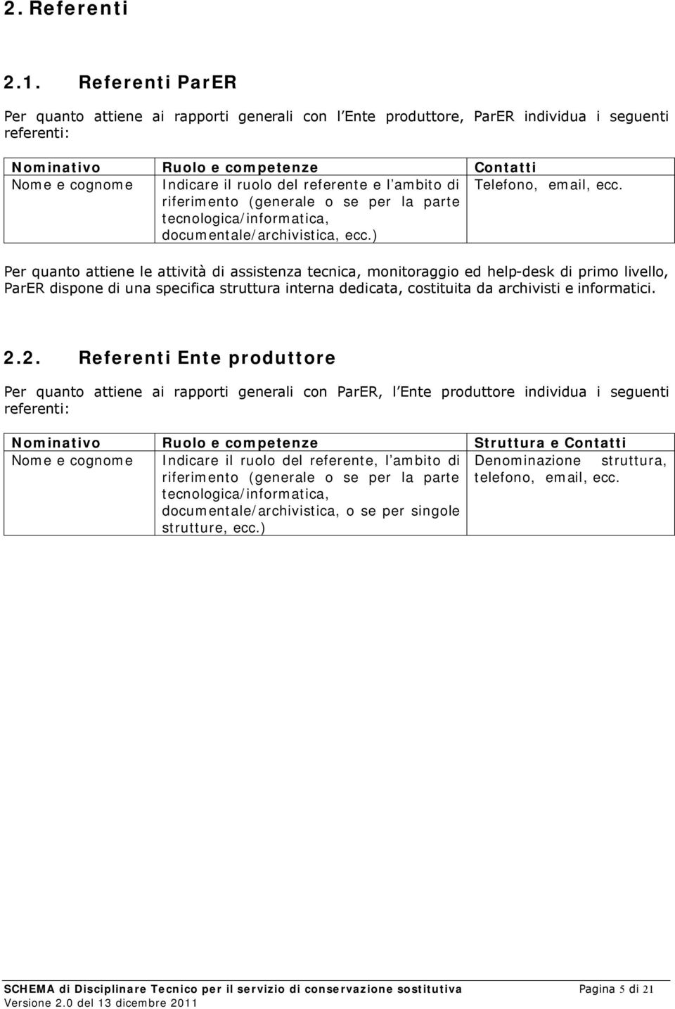 referente e l ambito di Telefono, email, ecc. riferimento (generale o se per la parte tecnologica/informatica, documentale/archivistica, ecc.