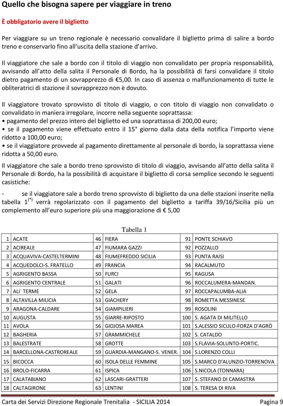 Il viaggiatore che sale a bordo con il titolo di viaggio non convalidato per propria responsabilità, avvisando all atto della salita il Personale di Bordo, ha la possibilità di farsi convalidare il