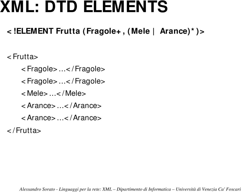<Frutta> <Fragole>...</Fragole> <Fragole>.