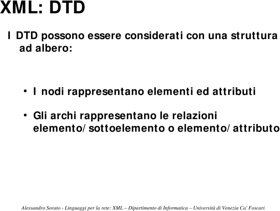 elementi ed attributi Gli archi rappresentano le